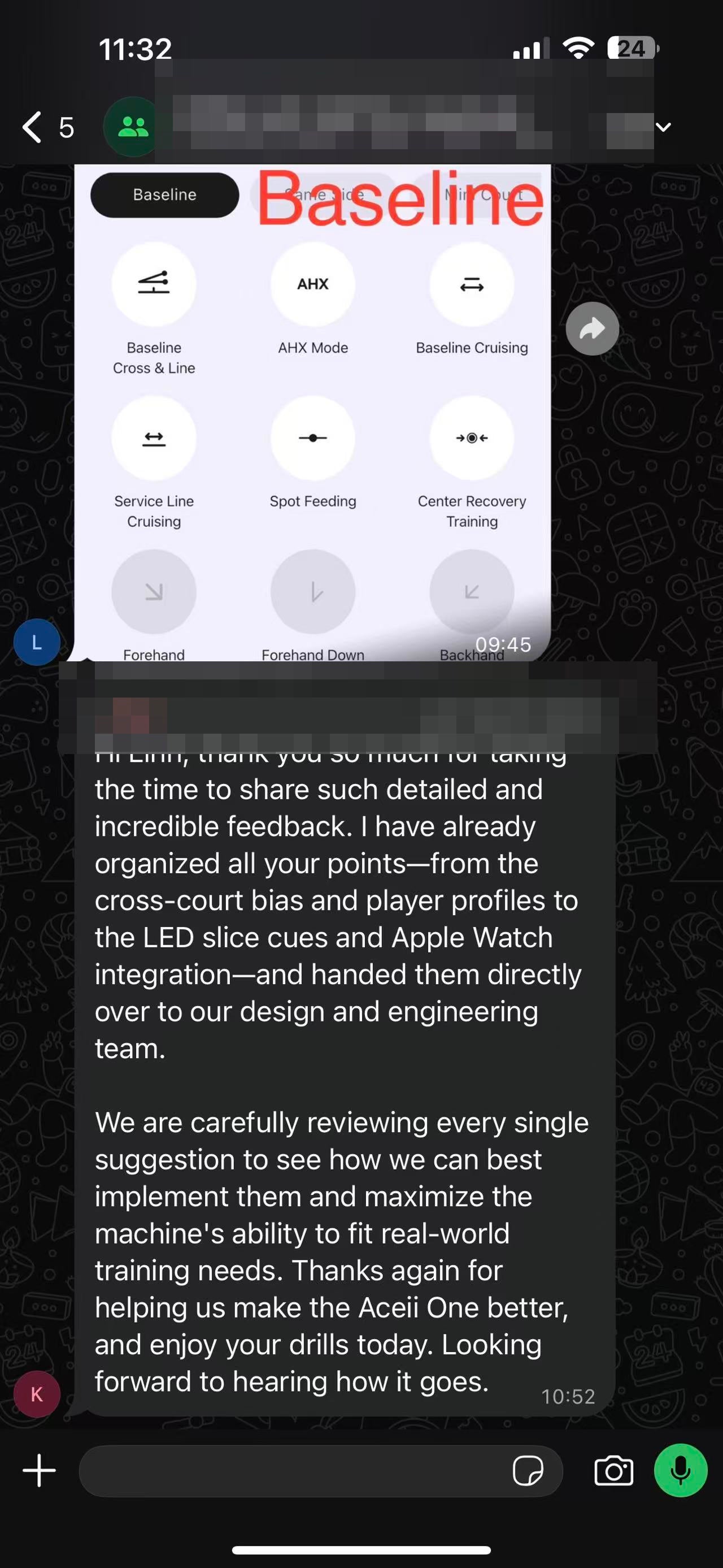 Redacted AceiiLab support response to customer suggestions